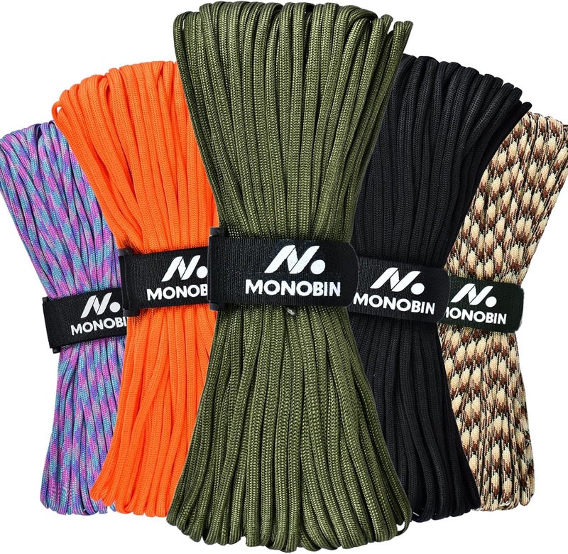 MONOBIN Paracord Rope 100FT for Making Paracord Projects, 4mm 7 Strand Parachute Cord for Lanyard, Survival Bracelets, Clothsline,Hiking - Image 1